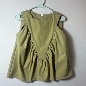 Women Peplum Ruffle Babydoll Tank Tops Sleeveless Shirred Loose Fit medium